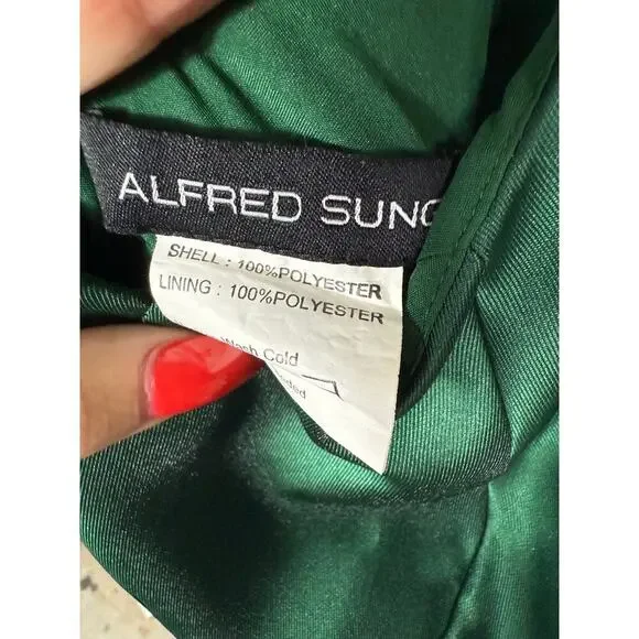 Alfred Sung Emerald Green Satin Gown Dress XS (No Size Tag) - Picture 6 of 6